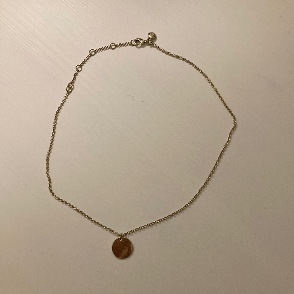 J. Crew Gold necklace with single pendant.